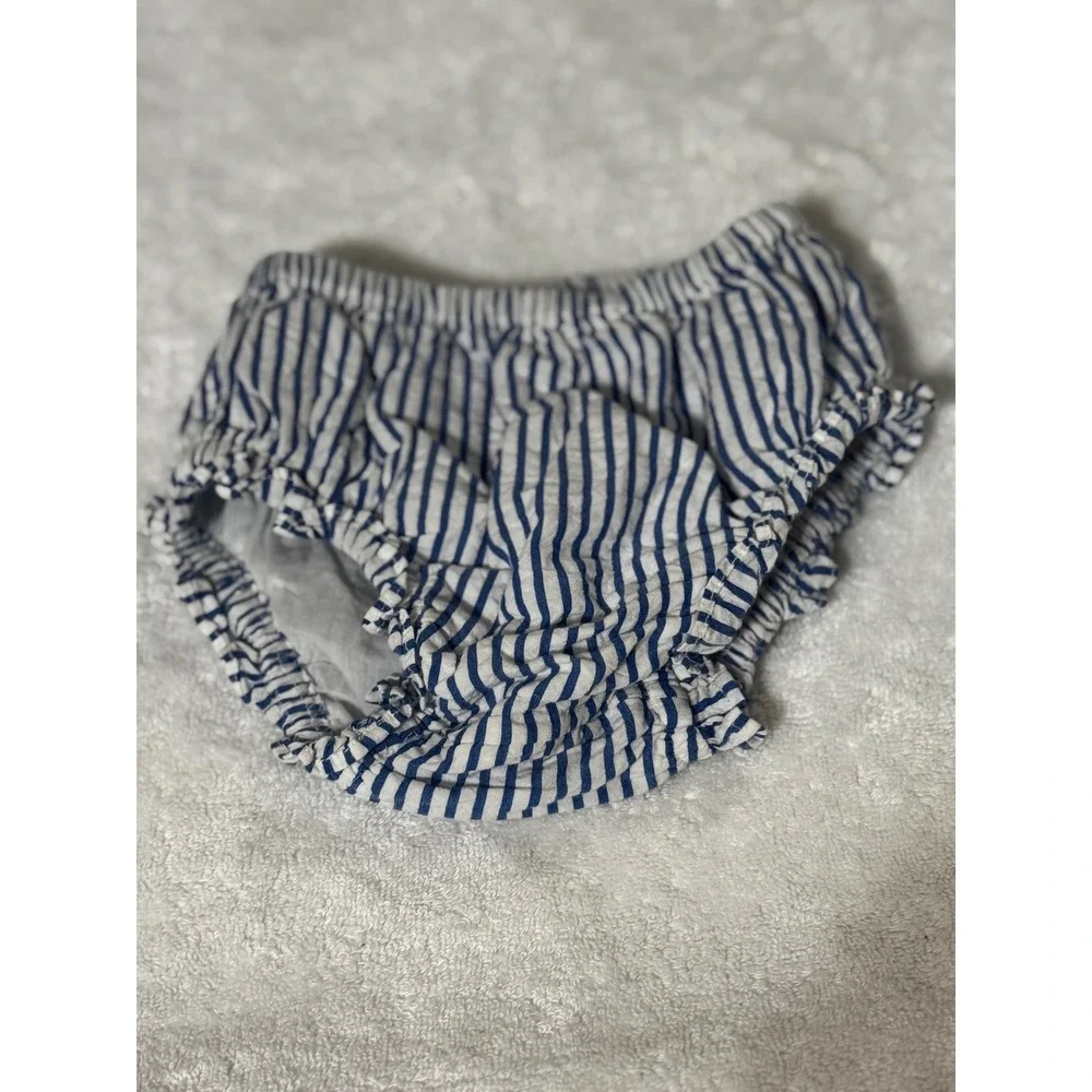 Vineyard Vines Baby Girls Blue White Seersucker Whale Diaper Cover Bloomer 6-12M